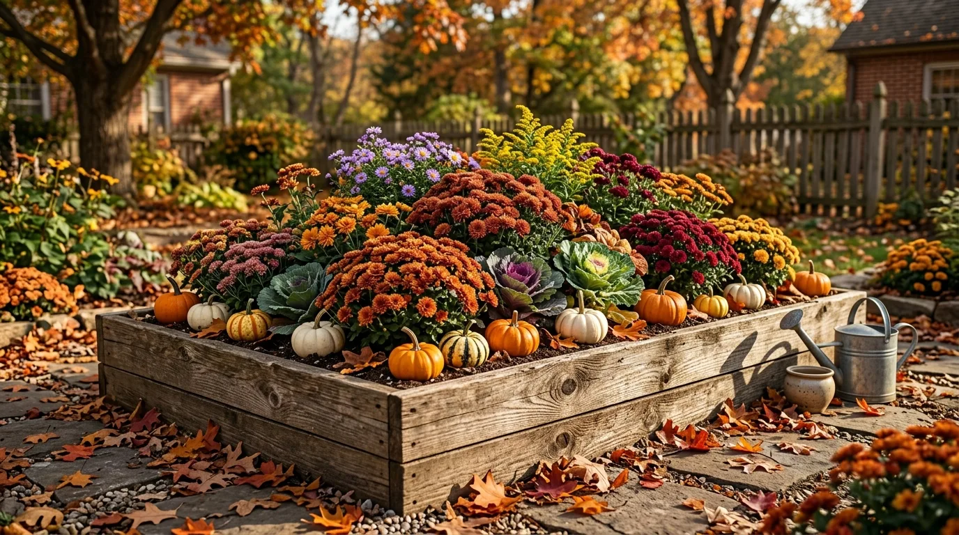 Wooden Barrel Fall Planter